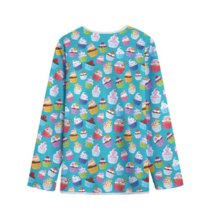 Cartoon Cupcake Pattern Print Long Sleeve Short Coat