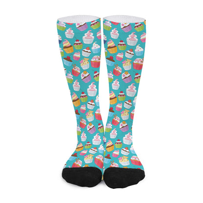 Cartoon Cupcake Pattern Print Long Socks