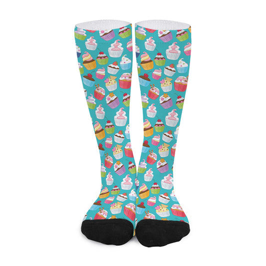 Cartoon Cupcake Pattern Print Long Socks