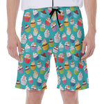 Cartoon Cupcake Pattern Print Men's Beach Shorts