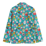 Cartoon Cupcake Pattern Print Men's Blazer