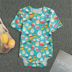 Cartoon Cupcake Pattern Print Men's Bodysuit