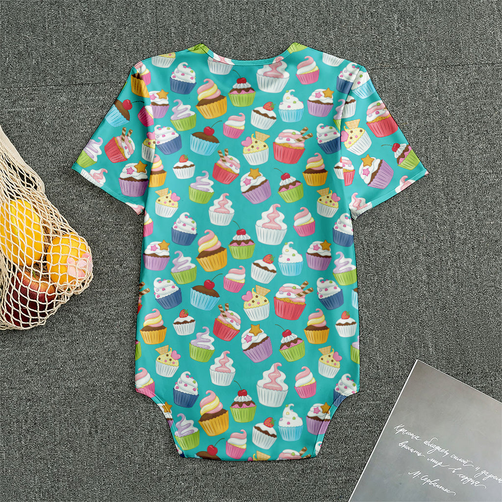 Cartoon Cupcake Pattern Print Men's Bodysuit