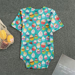 Cartoon Cupcake Pattern Print Men's Bodysuit