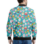 Cartoon Cupcake Pattern Print Men's Bomber Jacket