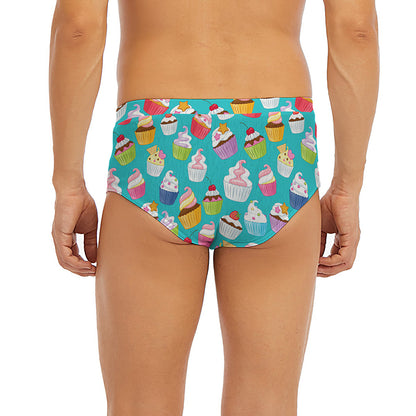 Cartoon Cupcake Pattern Print Men's Briefs
