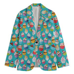 Cartoon Cupcake Pattern Print Men's Cotton Blazer