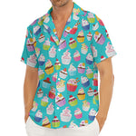 Cartoon Cupcake Pattern Print Men's Deep V-Neck Shirt