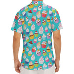 Cartoon Cupcake Pattern Print Men's Deep V-Neck Shirt