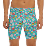 Cartoon Cupcake Pattern Print Men's Long Boxer Briefs