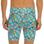 Cartoon Cupcake Pattern Print Men's Long Boxer Briefs