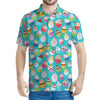 Cartoon Cupcake Pattern Print Men's Polo Shirt