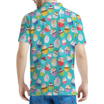 Cartoon Cupcake Pattern Print Men's Polo Shirt