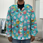 Cartoon Cupcake Pattern Print Men's Shirt Jacket