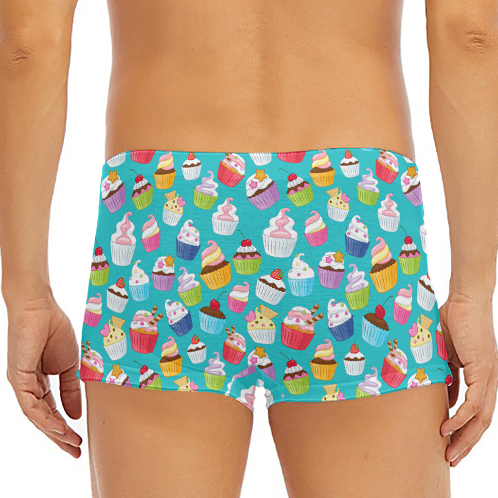 Cartoon Cupcake Pattern Print Men's Short Boxer Briefs