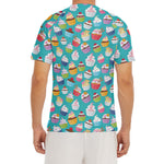 Cartoon Cupcake Pattern Print Men's Short Sleeve Rash Guard