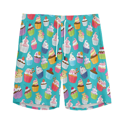 Cartoon Cupcake Pattern Print Men's Sports Shorts