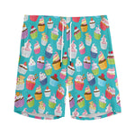 Cartoon Cupcake Pattern Print Men's Sports Shorts