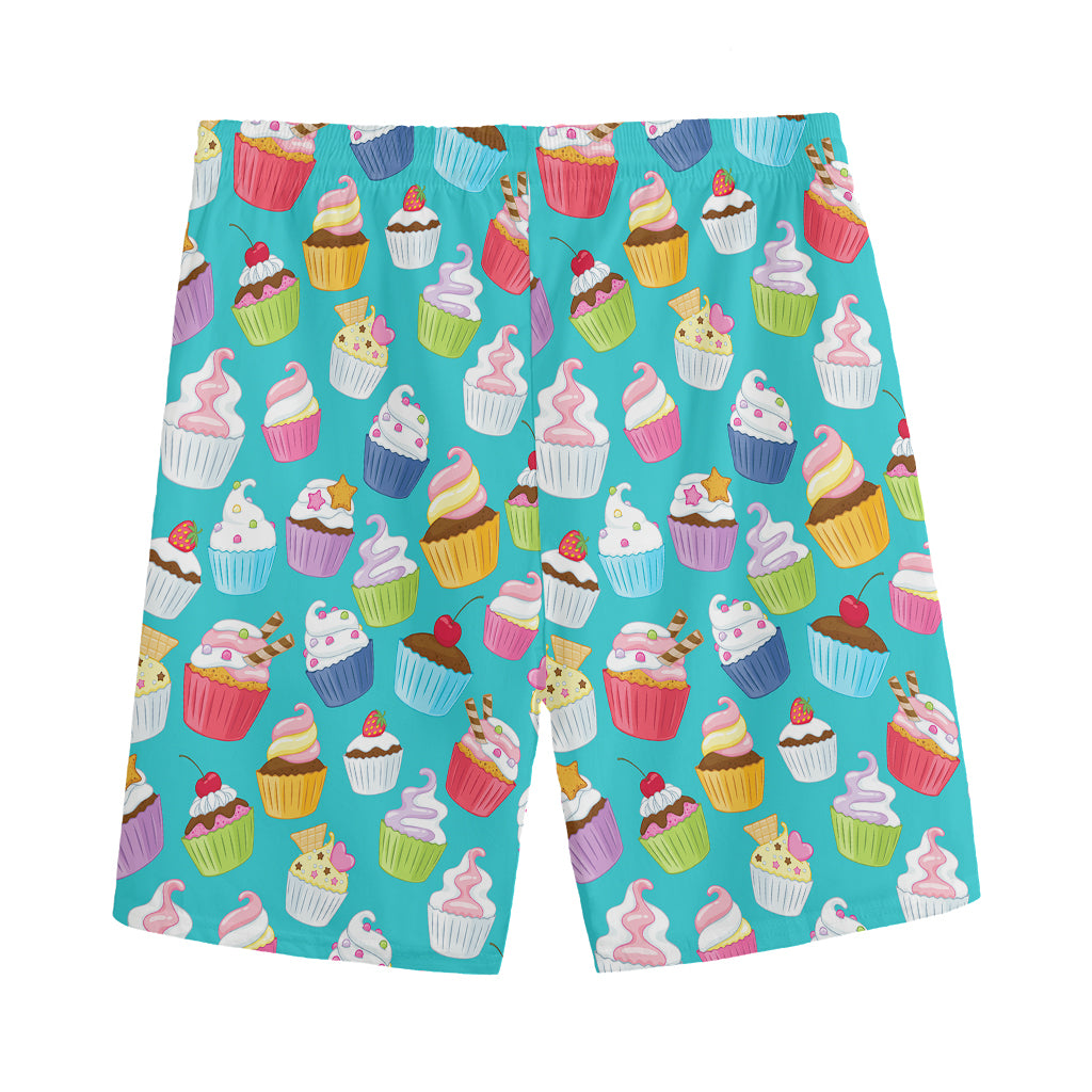 Cartoon Cupcake Pattern Print Men's Sports Shorts