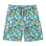 Cartoon Cupcake Pattern Print Men's Swim Trunks