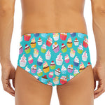 Cartoon Cupcake Pattern Print Men's Triangle Swim Briefs