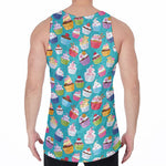Cartoon Cupcake Pattern Print Men's Velvet Tank Top