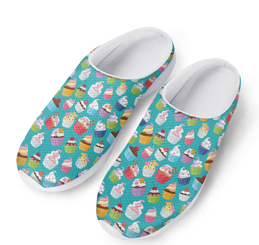 Cartoon Cupcake Pattern Print Mesh Casual Shoes