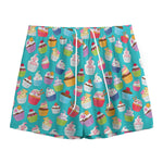 Cartoon Cupcake Pattern Print Mesh Shorts