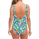 Cartoon Cupcake Pattern Print One Piece Swimsuit