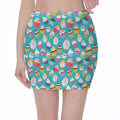 Cartoon Cupcake Pattern Print Pencil Mini Skirt