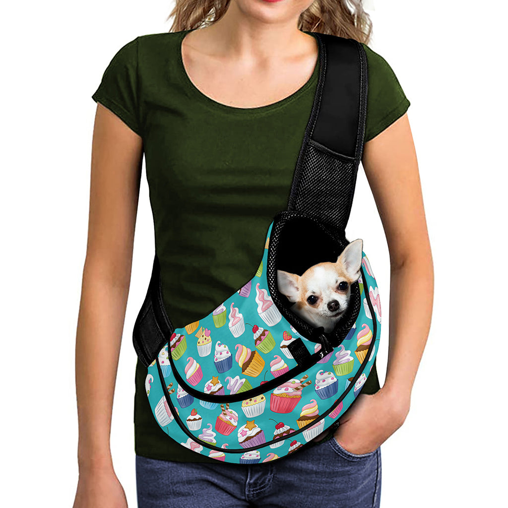 Cartoon Cupcake Pattern Print Pet Sling Carrier