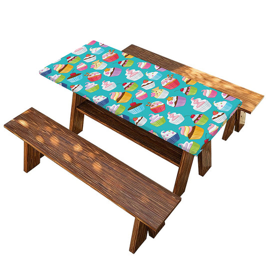 Cartoon Cupcake Pattern Print Picnic Table Cover