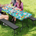 Cartoon Cupcake Pattern Print Picnic Table Cover