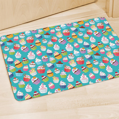 Cartoon Cupcake Pattern Print Polyester Doormat