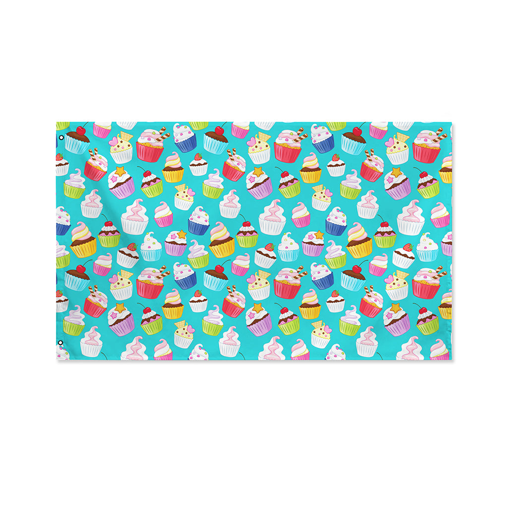 Cartoon Cupcake Pattern Print Polyester Flag