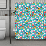 Cartoon Cupcake Pattern Print Polyester Shower Curtain