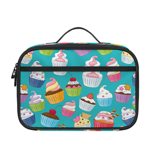 Cartoon Cupcake Pattern Print Portable Lunch Bag