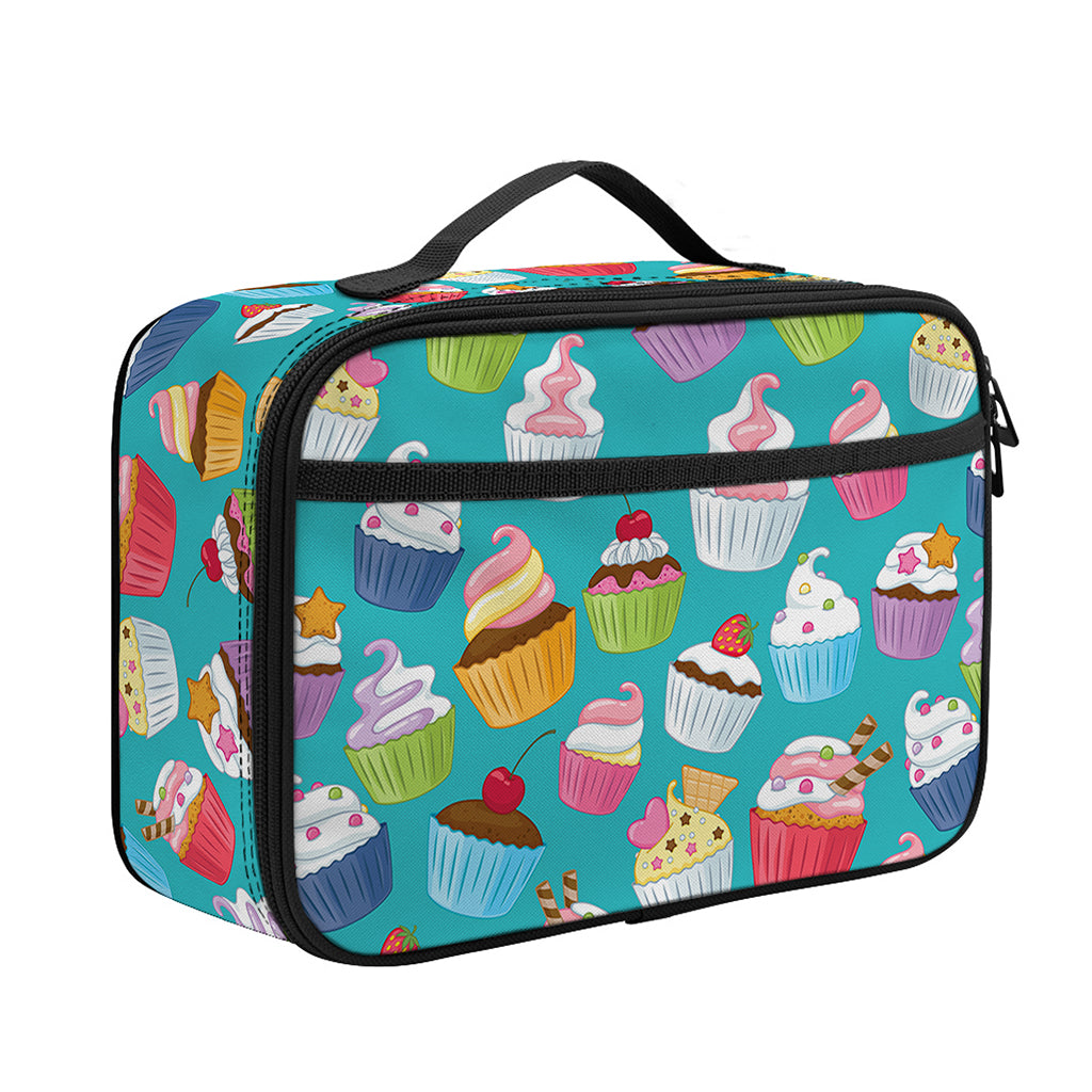 Cartoon Cupcake Pattern Print Portable Lunch Bag