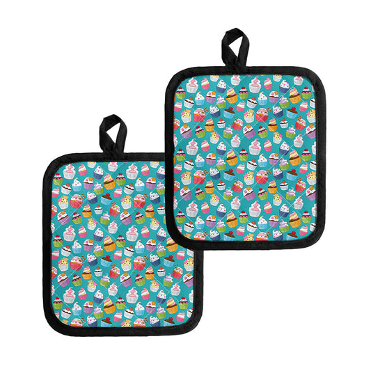 Cartoon Cupcake Pattern Print Pot Holders