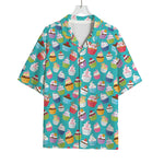 Cartoon Cupcake Pattern Print Rayon Hawaiian Shirt
