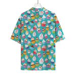 Cartoon Cupcake Pattern Print Rayon Hawaiian Shirt
