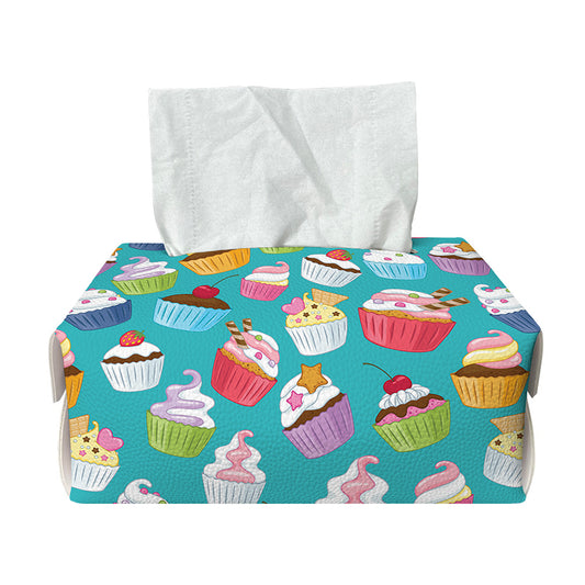 Cartoon Cupcake Pattern Print Rectangle Tissue Box Cover