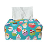 Cartoon Cupcake Pattern Print Rectangle Tissue Box Cover