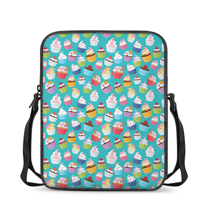 Cartoon Cupcake Pattern Print Rectangular Crossbody Bag