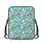 Cartoon Cupcake Pattern Print Rectangular Crossbody Bag
