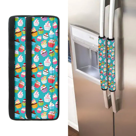 Cartoon Cupcake Pattern Print Refrigerator Handle Covers