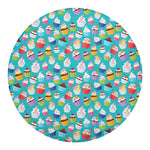 Cartoon Cupcake Pattern Print Round Blanket