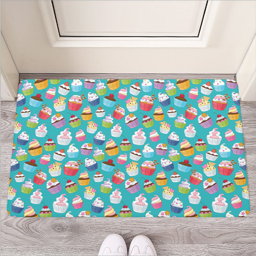 Cartoon Cupcake Pattern Print Rubber Doormat