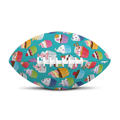 Cartoon Cupcake Pattern Print Rugby Ball