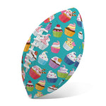 Cartoon Cupcake Pattern Print Rugby Ball